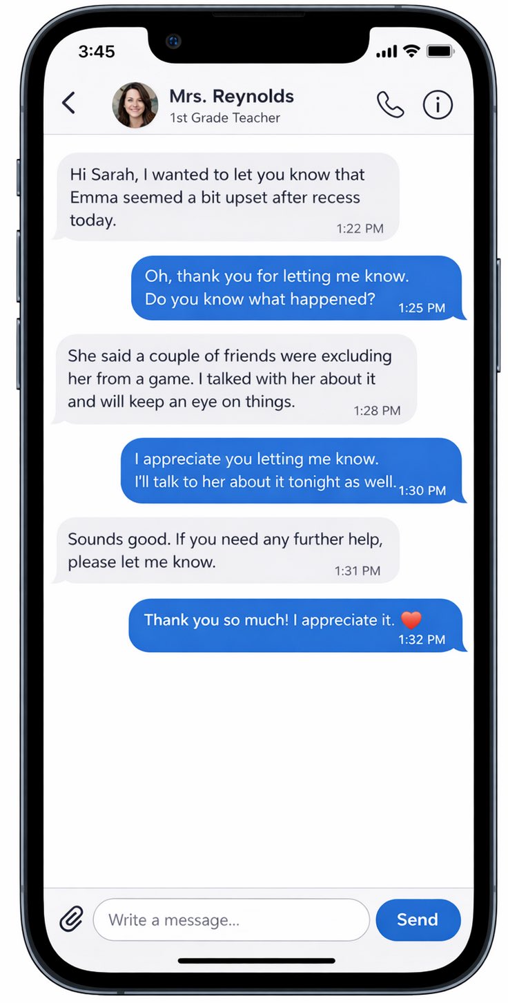 Two-way messaging in School Courier app